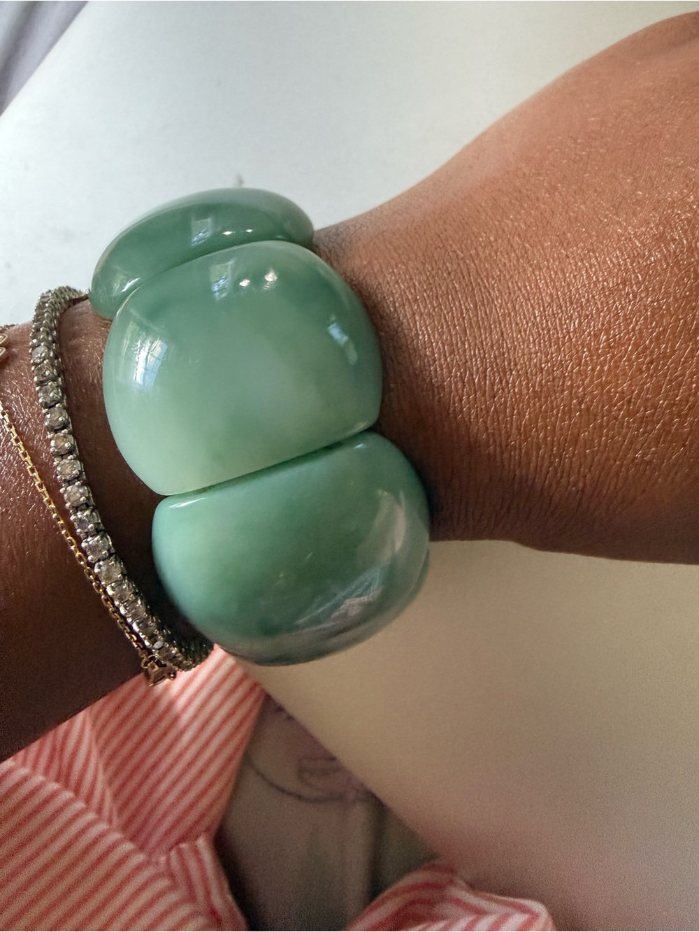 Green Chunky Resin Stretch Bracelet - Women Jewelry